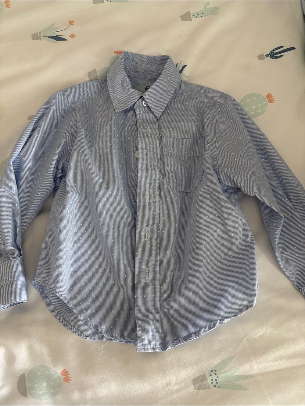 Class Club Light Blue Button-Down Shirt with White Dot Pattern